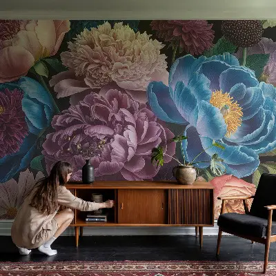 Fototapete nach Maß mit bunten Blumen