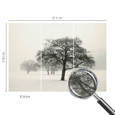 Moderne Fototapete nach Maß mit winterlichen Bäumen