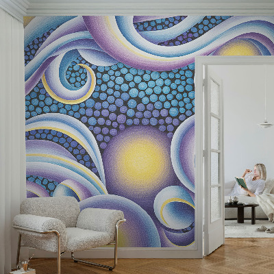 Selbstklebende Fototapete fürs Wohnzimmer mit bunten Wirbeln