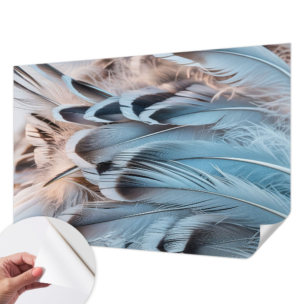 54D-Fototapete fürs Schlafzimmer mit blauem Federdesign