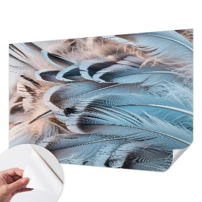 54D-Fototapete fürs Schlafzimmer mit blauem Federdesign