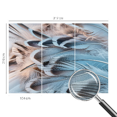 54D-Fototapete fürs Schlafzimmer mit blauem Federdesign