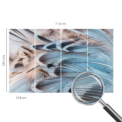 54D-Fototapete fürs Schlafzimmer mit blauem Federdesign