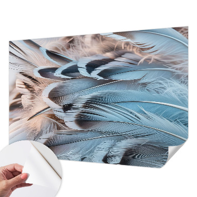 54D-Fototapete fürs Schlafzimmer mit blauem Federdesign