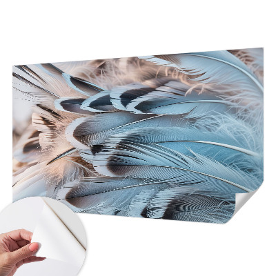 54D-Fototapete fürs Schlafzimmer mit blauem Federdesign