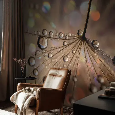 54D-Fototapete fürs Wohnzimmer mit Perlentropfen-Motiv