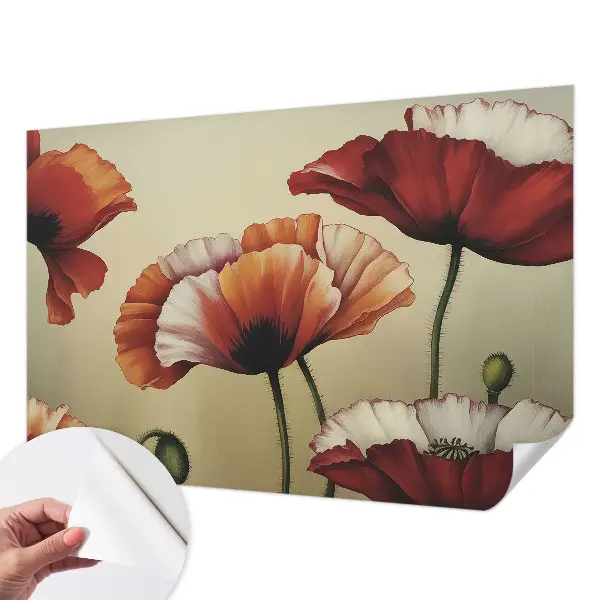 Moderne Fototapete nach Maß mit einem fröhlichen Mohnblumenmotiv