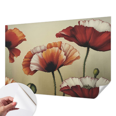 Moderne Fototapete nach Maß mit einem fröhlichen Mohnblumenmotiv