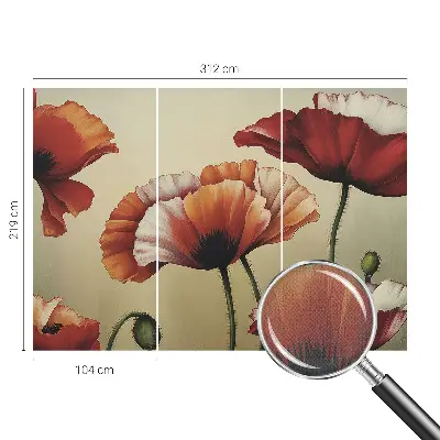 Moderne Fototapete nach Maß mit einem fröhlichen Mohnblumenmotiv