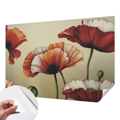 Moderne Fototapete nach Maß Fröhliche Mohnblumen