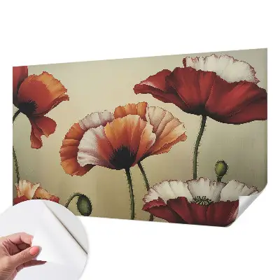 Moderne Fototapete nach Maß mit einem fröhlichen Mohnblumenmotiv