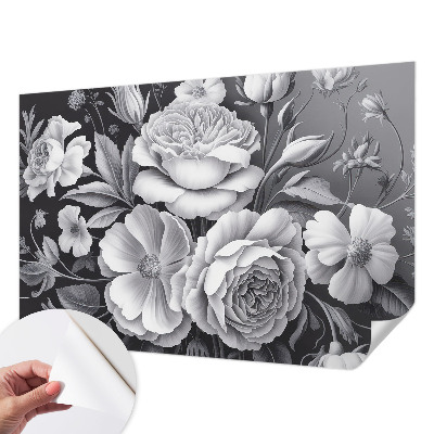 Motivtapete nach Maß mit grauem Blumenmuster