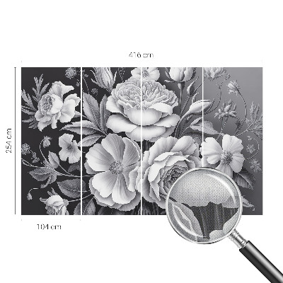 Motivtapete nach Maß Graue Blumen