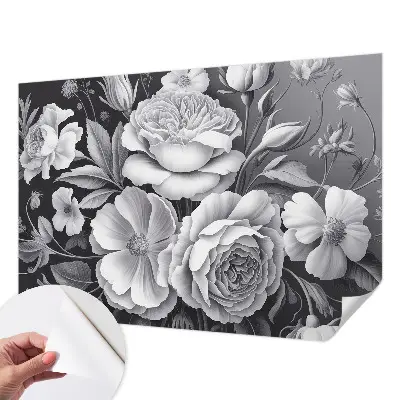 Motivtapete nach Maß mit grauem Blumenmuster