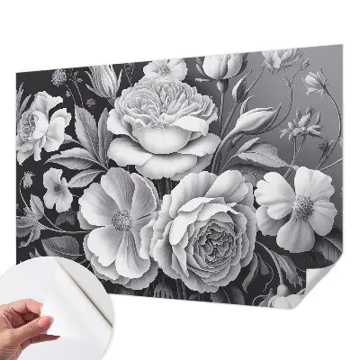 Motivtapete nach Maß mit grauem Blumenmuster