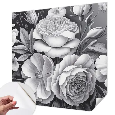 Motivtapete nach Maß mit grauem Blumenmuster