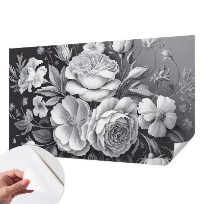 Motivtapete nach Maß mit grauem Blumenmuster