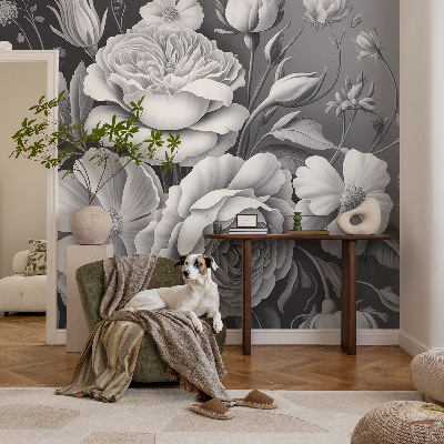 Motivtapete nach Maß Graue Blumen