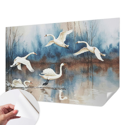 Selbstklebende Fototapete fürs Wohnzimmer mit einem Motiv von Vögeln im Flug