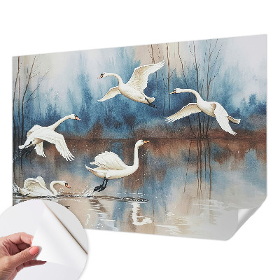 Selbstklebende Fototapete fürs Wohnzimmer mit einem Motiv von Vögeln im Flug