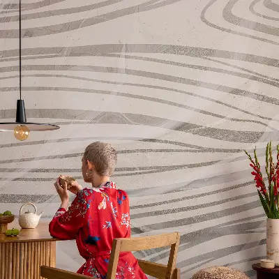 Selbstklebende Fototapete fürs Schlafzimmer mit Wellenlinien-Motiv