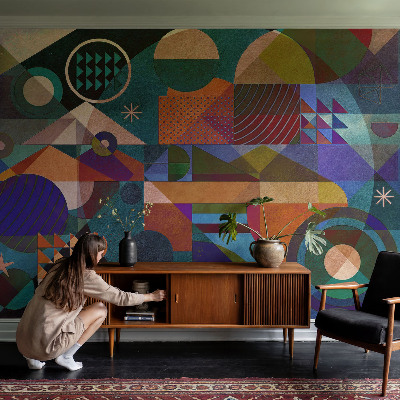 Selbstklebende Fototapete fürs Kinderzimmer mit geometrischem Kunstmotiv