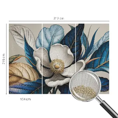 55D-Fototapete fürs Wohnzimmer elegantes Blumenmuster