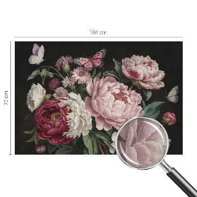 56D-Fototapete fürs Schlafzimmer Pfingstrosen und Schmetterlinge