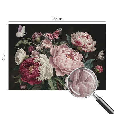 56D-Fototapete fürs Schlafzimmer Pfingstrosen und Schmetterlinge