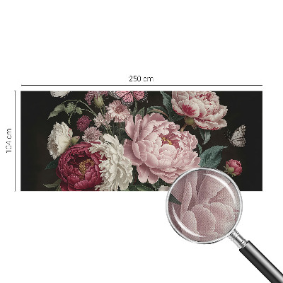 56D-Fototapete fürs Schlafzimmer Pfingstrosen und Schmetterlinge