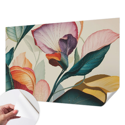 Selbstklebende Fototapete für die Wand mit bunten Blumenmotiv