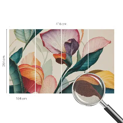 Selbstklebende Fototapete für die Wand mit bunten Blumenmotiv