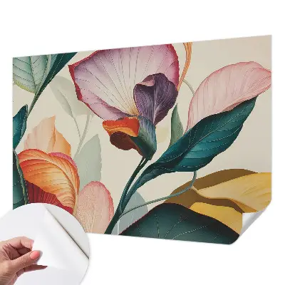 Selbstklebende Fototapete für die Wand mit bunten Blumenmotiv