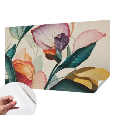Selbstklebende Fototapete für die Wand mit bunten Blumenmotiv