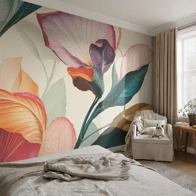 Selbstklebende Fototapete für die Wand mit bunten Blumenmotiv