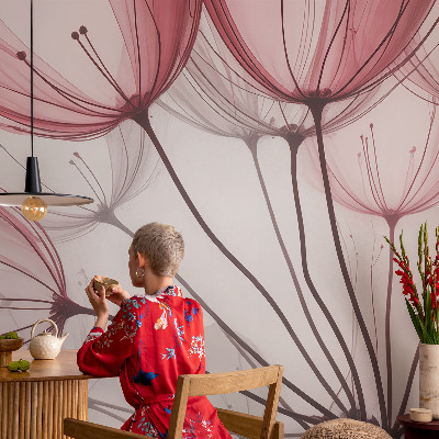 Fototapete in 3D-Optik mit Blumensilhouetten