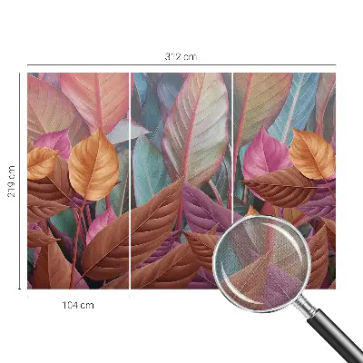 59D-Fototapete mit buntem Blattmotiv