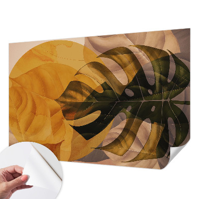Fototapete in 3D-Optik mit abstrakten Blättern