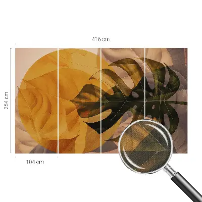 Fototapete in 3D-Optik mit abstrakten Blättern
