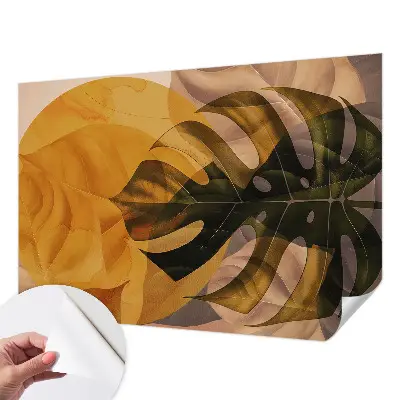 Fototapete in 3D-Optik mit abstrakten Blättern