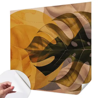 Fototapete in 3D-Optik mit abstrakten Blättern