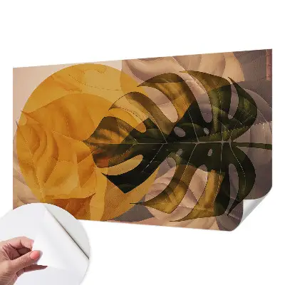 Fototapete in 3D-Optik mit abstrakten Blättern