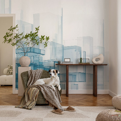 59D-Fototapete fürs Schlafzimmer mit transparenten Würfeln
