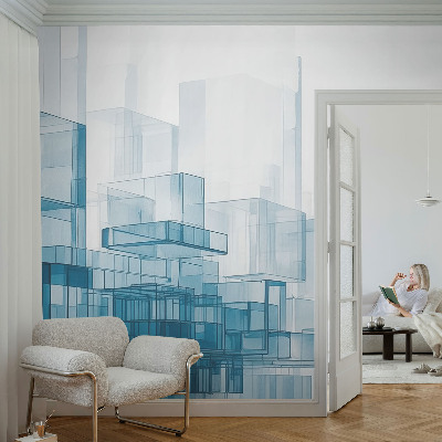 59D-Fototapete fürs Schlafzimmer mit transparenten Würfeln