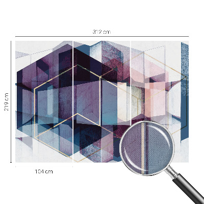 Selbstklebende Fototapete fürs Schlafzimmer mit geometrischem Würfelmotiv