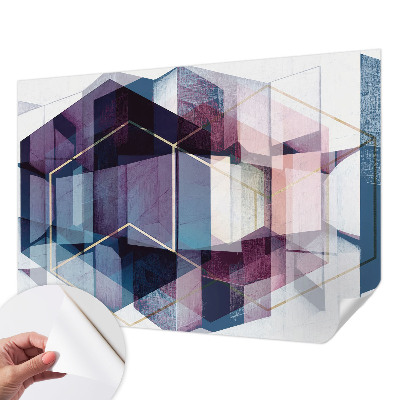 Selbstklebende Fototapete fürs Schlafzimmer mit geometrischem Würfelmotiv