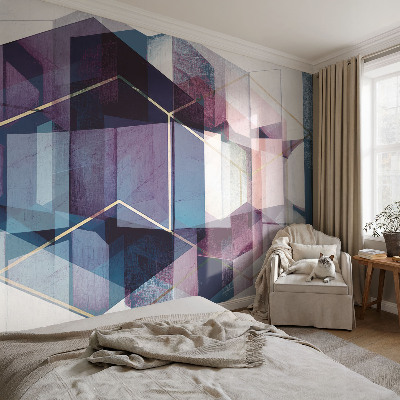 Selbstklebende Fototapete fürs Schlafzimmer mit geometrischem Würfelmotiv