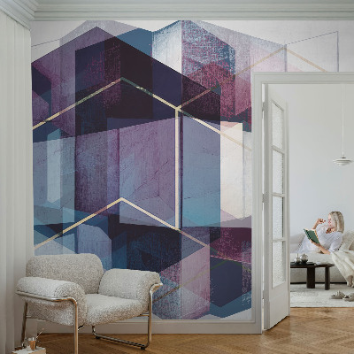 Selbstklebende Fototapete fürs Schlafzimmer mit geometrischem Würfelmotiv