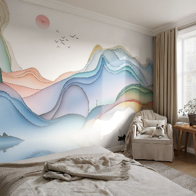 Selbstklebende Fototapete fürs Wohnzimmer mit einer Traumlandschaft