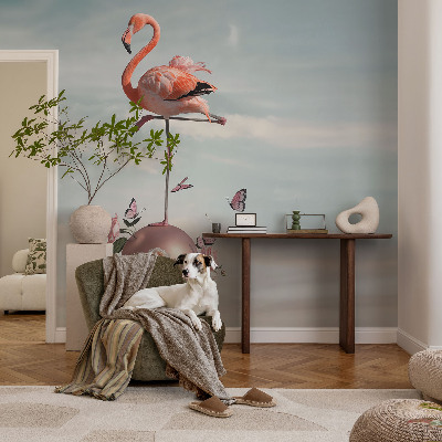 Selbstklebende Fototapete mit elegantem Flamingo-Motiv